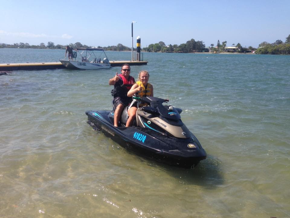 Students on a Sea-Doo jet ski during an ABC Boating jet ski licence course